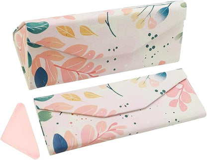 Foldable Glasses Case, Magnetic PU Leahter Sunglasses Case, Cute Hard Shell by FLYINGMAGE