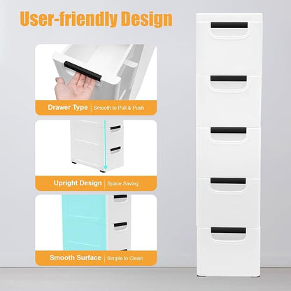 5 Drawers Stackable Storage Drawers Plastic Storage Drawers Collapsible Storage - Image 4