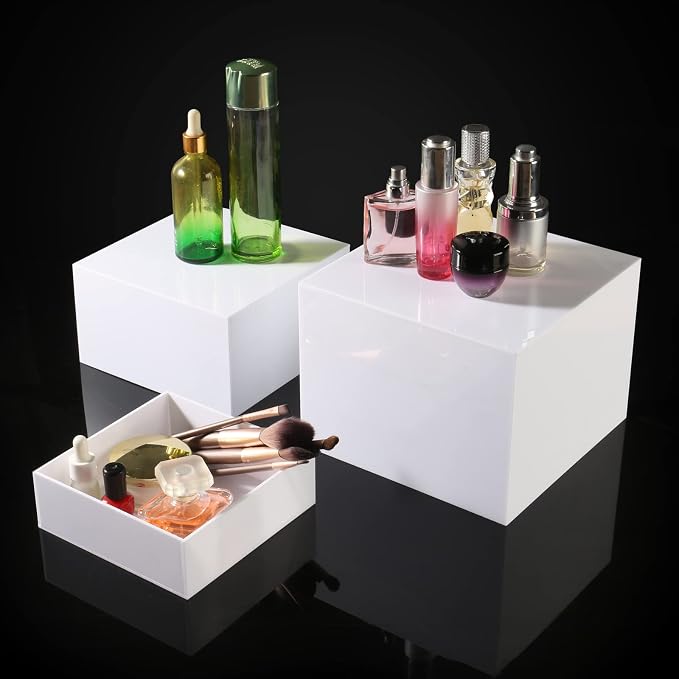White Acrylic Food Display Risers Boxes Party Wedding Dessert Table Buffet - Image 5