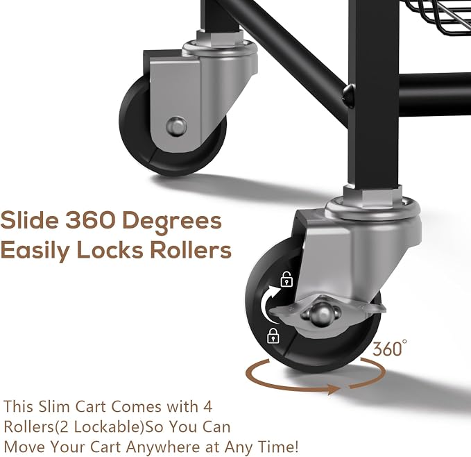 4 Tier Slim Rolling Storage Cart - Image 4