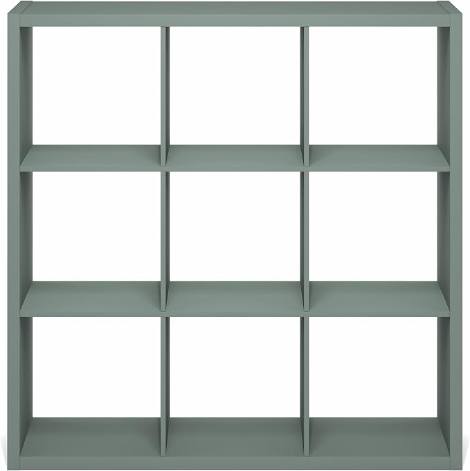 Furinno Cubicle 9-Cube Book Shelf, Extra Thick Frame Bookshelf, Sage Green | - Image 8