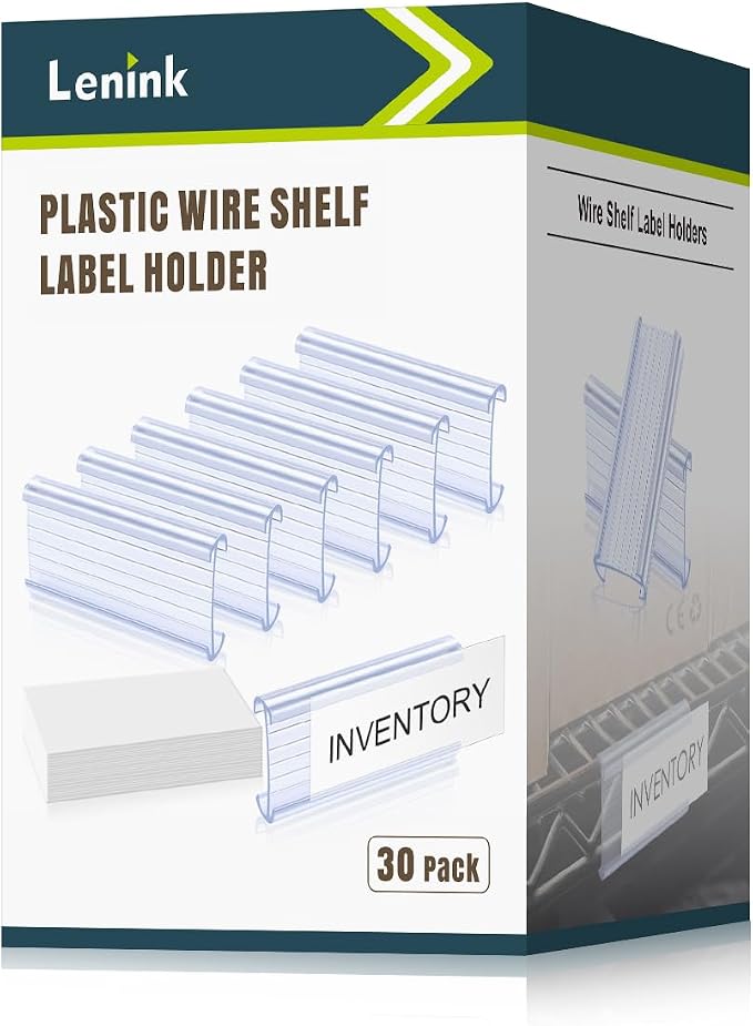 30Pcs Wire Shelf Label Holders, Plastic Wire Rack Label Holder, Compatible by Lenink