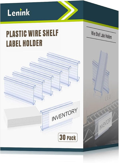 30Pcs Wire Shelf Label Holders, Plastic Wire Rack Label Holder, Compatible by Lenink