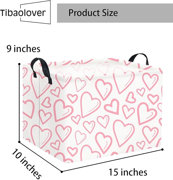 Rectangular Valentines Basket for Home Kitchen Girls Cute Kids Storage Bin - Image 6