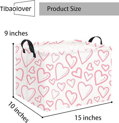 Rectangular Valentines Basket for Home Kitchen Girls Cute Kids Storage Bin - Image 6