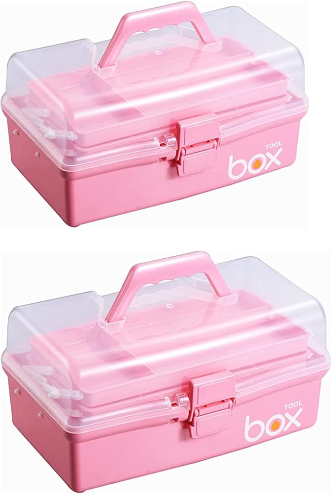 2PCS 12'' Three-Layer Clear Plastic Storage Box/Tool Box by Kinsorcai