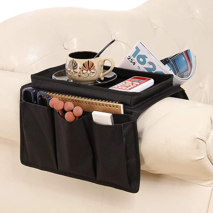 Non-Slip Armchair Caddy with Cup Holder Arm Rest Organizer TV Remote Control by BXT