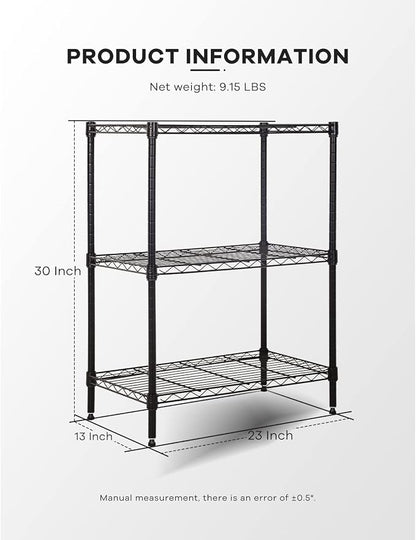 3-Tier Storage Shelves Adjustable, MGHH Wire Shelving Heavy Duty Storage Rack - Image 3