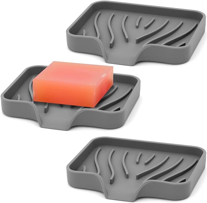3-Pack Silicone Soap Dish Set – Bar Soap Holder by AIMAIAIMAI