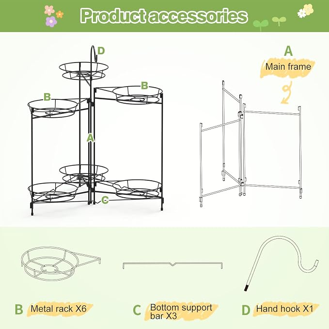 DiiKoo Heavy Duty Metal Plant Stand, Indoor Outdoor Plant Shelf & Rack - Image 6