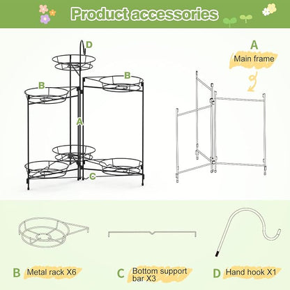 DiiKoo Heavy Duty Metal Plant Stand, Indoor Outdoor Plant Shelf & Rack - Image 6