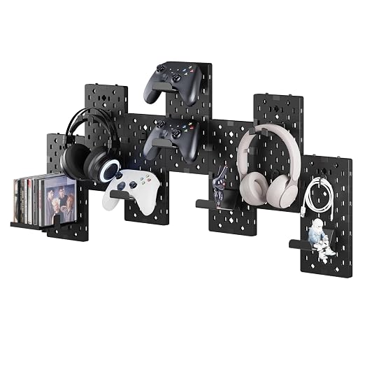 PEGZONE Controller and Headphone Holder Wall Mount, Modular Gaming Pegboard by Pegzone
