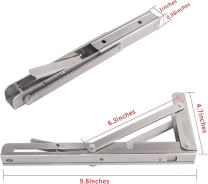 YUMORE Folding Shelf Brackets 10", Max Load: 330lb Heavy Duty Stainless Steel - Image 8