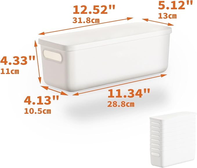 Plastic Storage Baskets With Lid Organizing Container Lidded Knit White Storage - Image 6