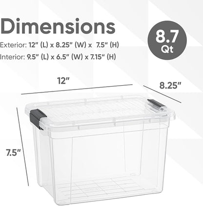 Superio Clear Storage Box with Lid, 8.75 Quart Plastic Container Bins - Image 2