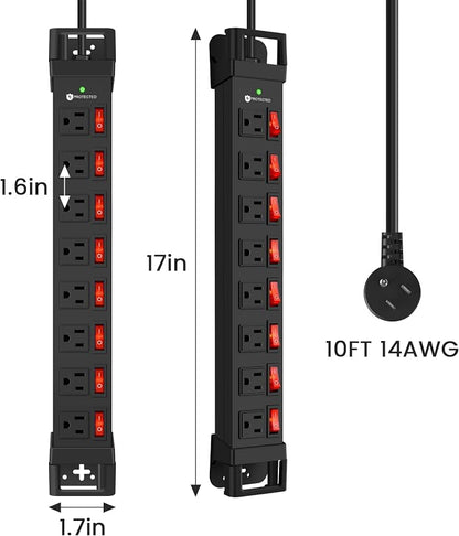 Heavy Duty Power Strip with Individual Switches, 8 Outlets 14 Gauge Industrial - Image 7