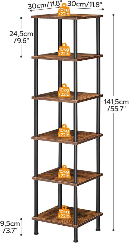 HOOBRO 6-Tier Corner Shelf, Corner Square Rack Display Shelf, Tall Storage Rack - Image 3