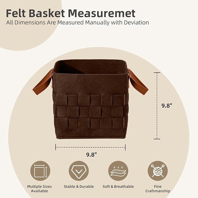 10 Inch Cube Storage Basket 3 Pack, Blanket Baskets - Image 4