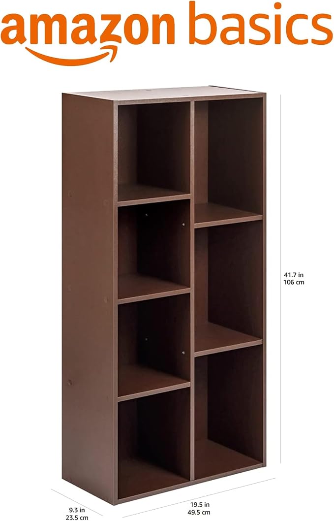 Amazon Basics 7 Cube Storage Organizer Bookcase, Sturdy Shelves, Book Shelf - Image 3
