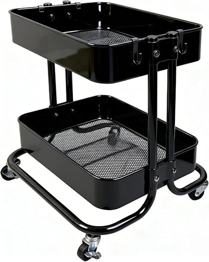 2 Tier Cart with Wheels Heavy Duty Metal Rolling Storage Cart by LIWNYRK
