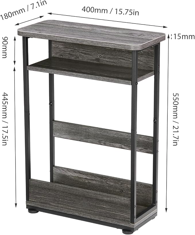 Narrow Side Table, 3-Tier Slim End Table - Image 3