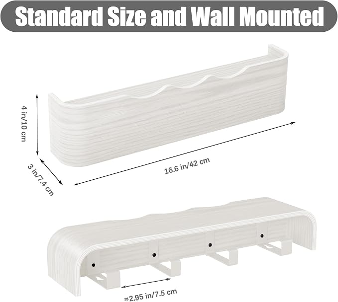Coat Rack Wall Mount with Shelf 4 Hidden Hooks Modern Wooden Key Holder - Image 3