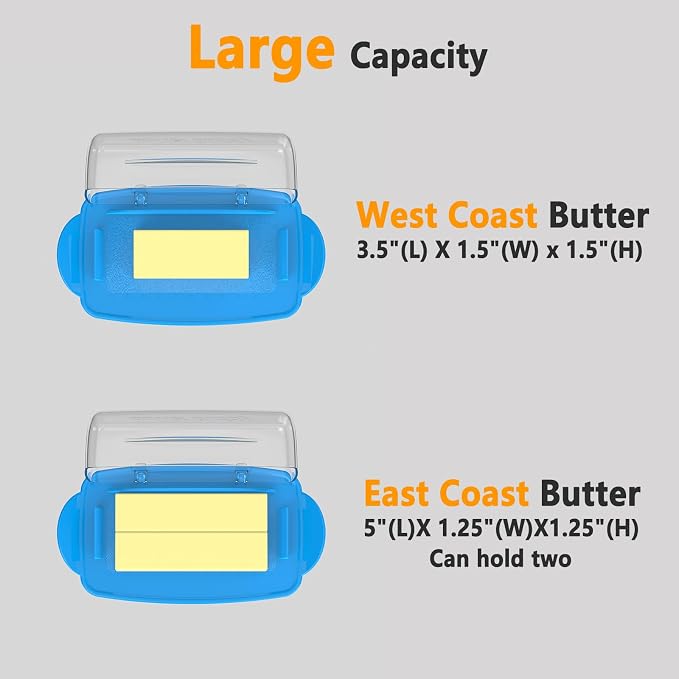 Blue Butter Dishes with Lid for Countertop Refrigerator, Non-Slip Bottom Butter - Image 3