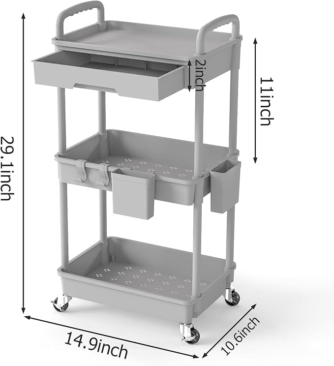 3 Tier Rolling Utility Cart - Image 2