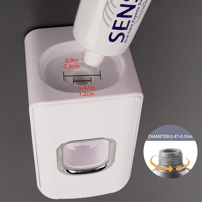 2 Slot Toothbrush Holder and Toothpaste Dispenser Wall Mounted, Automatic - Image 6