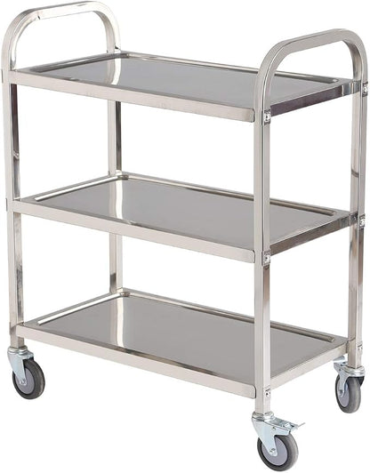 Stainless Steel Cart on Wheels, 3-Tier Stainless Steel Utility Cart by Amarite