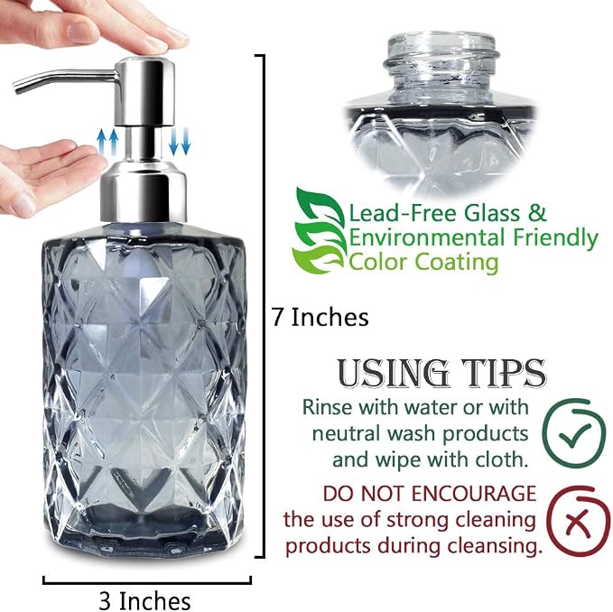 JASAI Diamond Design Glass Soap Dispenser - Image 7