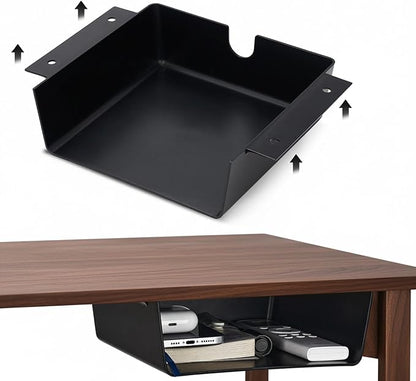 2 Pack Under Desk Hanging Shelf Drawer Organizer, Attachable Plastic Hidden by Unknown