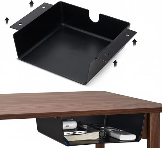 2 Pack Under Desk Hanging Shelf Drawer Organizer, Attachable Plastic Hidden by Unknown