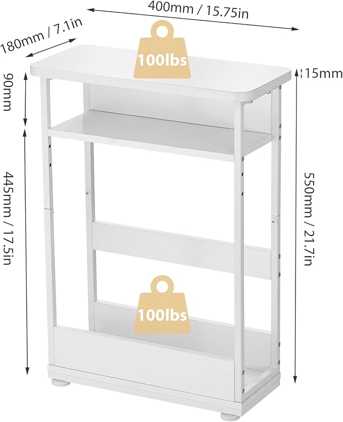 Narrow Side Table, 3-Tier Slim End Table - Image 3