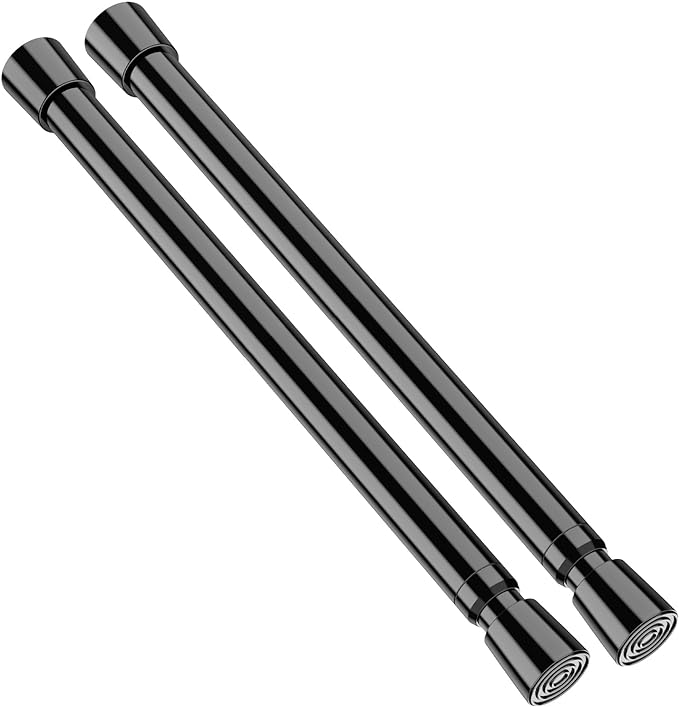 AIZESI 2pcs Black Small Tension Rod 12 to 19 Inch Adjustable Tension Curtain by AIZESITENSIONROD