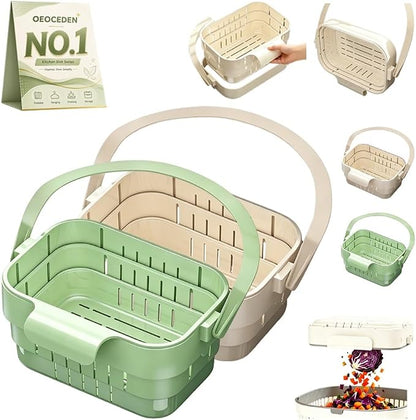 2-in-1 Foldable Sink Colander Hanging Kitchen Drain Basket Collapsible Faucet by Unknown