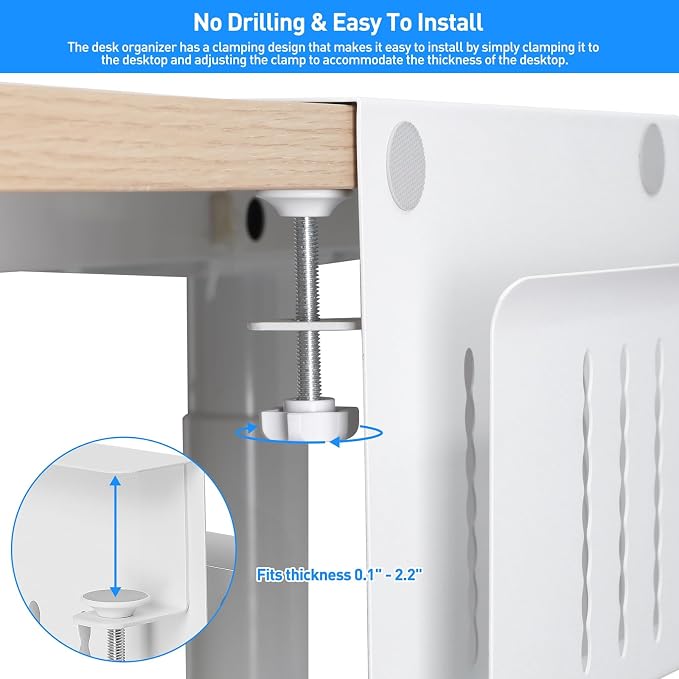 MAXECHO Desk Side Storage, Under Desk Laptop Mount, Table Side Hanging File - Image 2