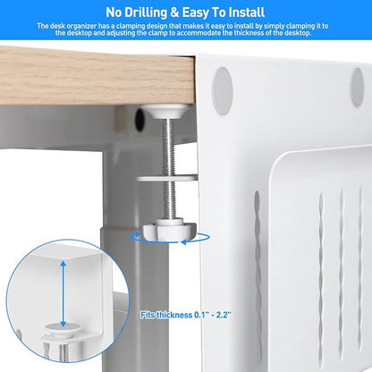 MAXECHO Desk Side Storage, Under Desk Laptop Mount, Table Side Hanging File - Image 2