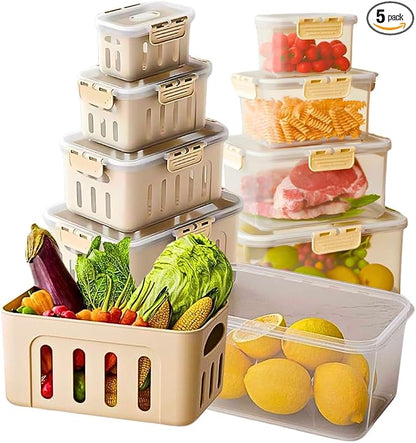 5-Pack Fruit Containers for Fridge Keep Fresh – Airtight Food Containers by Dazzleree