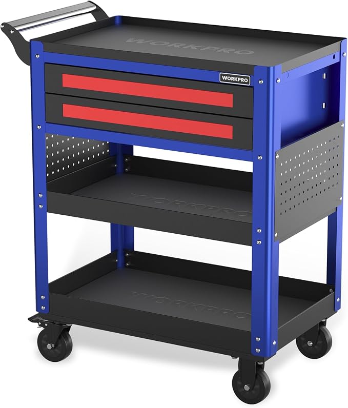 WORKPRO Premium 28" 2-Drawer Rolling Tool Cart, Heavy Duty Utility Industrial - Image 8