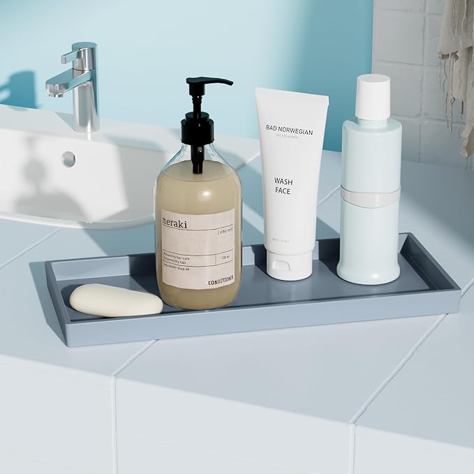 Vanity and Bathroom Tray, 11.8" ABS Countertop Organizer, Waterproof Vanity Tray - Image 3