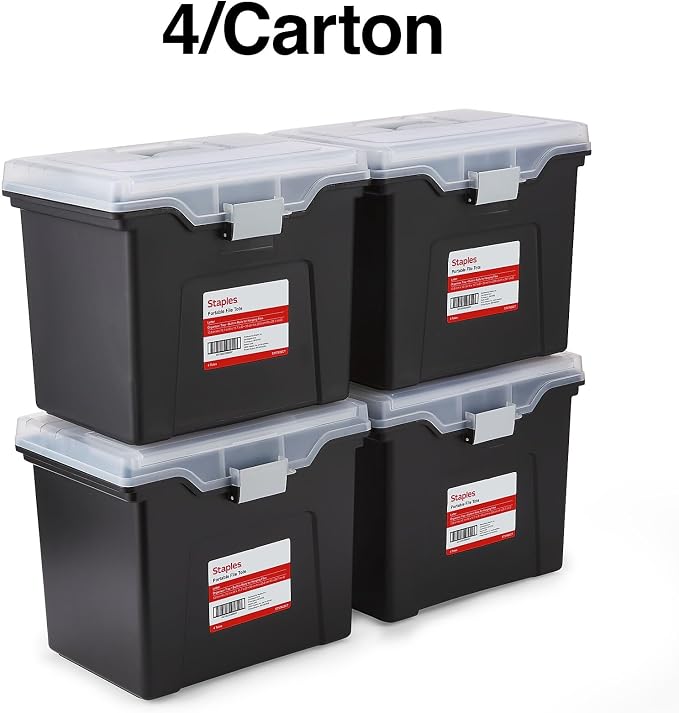 STAPLES File Box Portable Tote, Letter Size, 4/Carton | Lightweight storage tote - Image 9