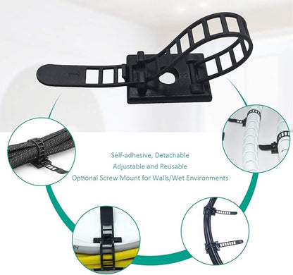 25 Pieces Desk Wire Organizer Cable Ties Zip Ties Adhesive Cord Clips Cable - Image 3