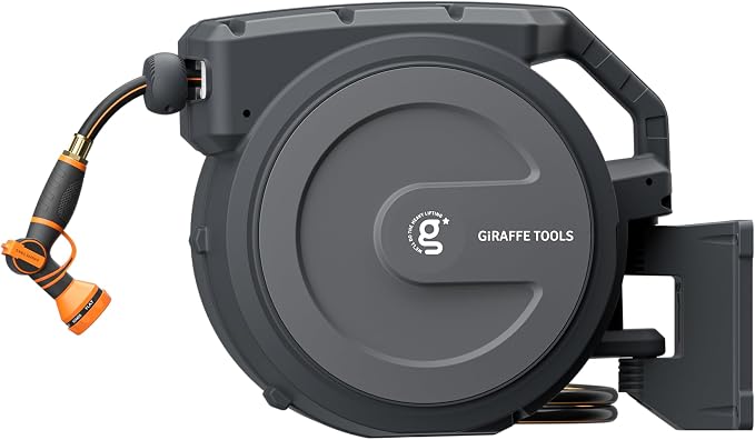 Giraffe Tools Retractable Garden Hose Reel 1/2 Inch x 100 ft, Super Heavy Duty by GiraffeTools