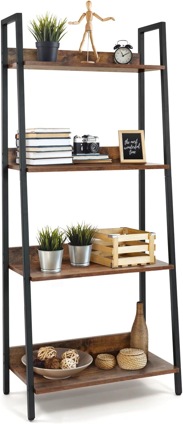 CAPHAUS 4 Tier Ladder Bookshelf, 24 Inch Width Free Standing Shelf, Bookcase by CAPHAUS