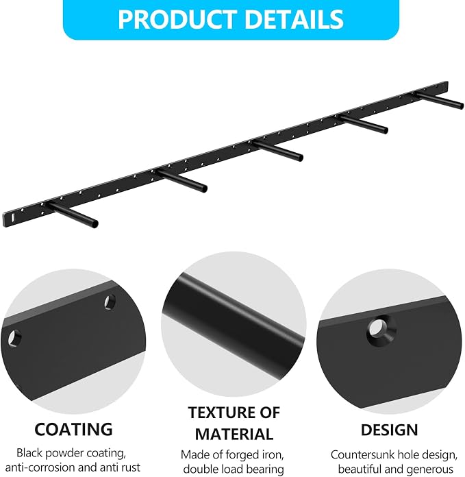 Floating Shelf Bracket, Solid Steel Support Rods - Image 4