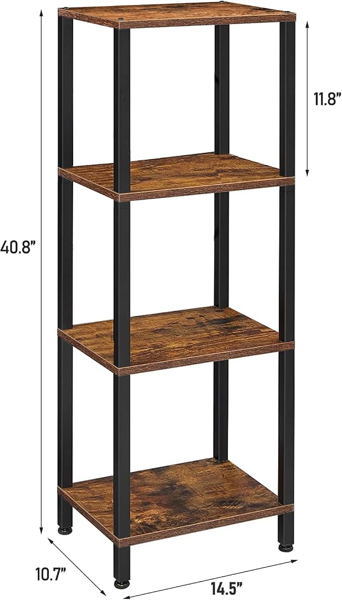TUTOTAK Bookshelf, 4-Tier Small Narrow Book Shelf - Image 2