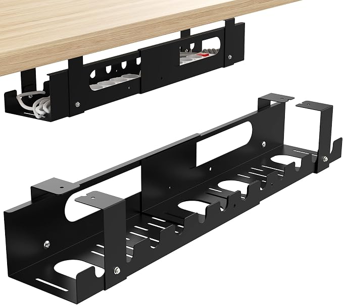 2PACKS Cable Management Under Desk Tray Adjustable Large Under Table Cord Wire by GOME
