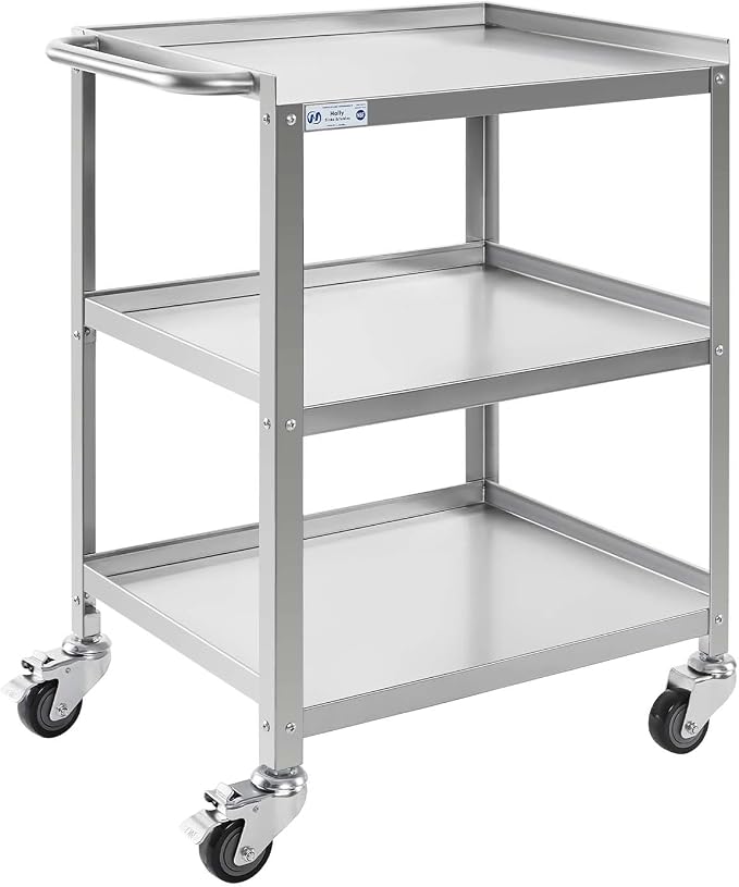 Hally Stainless Steel Utility Cart 3 Tier NSF Commercial Heavy Duty Metal by HallySinksTablesH