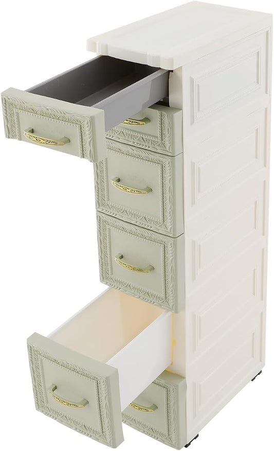 Slim Storage Cabinet with 6 Drawers, Mobile PP Plastic Organizer Rolling Tower by Unknown